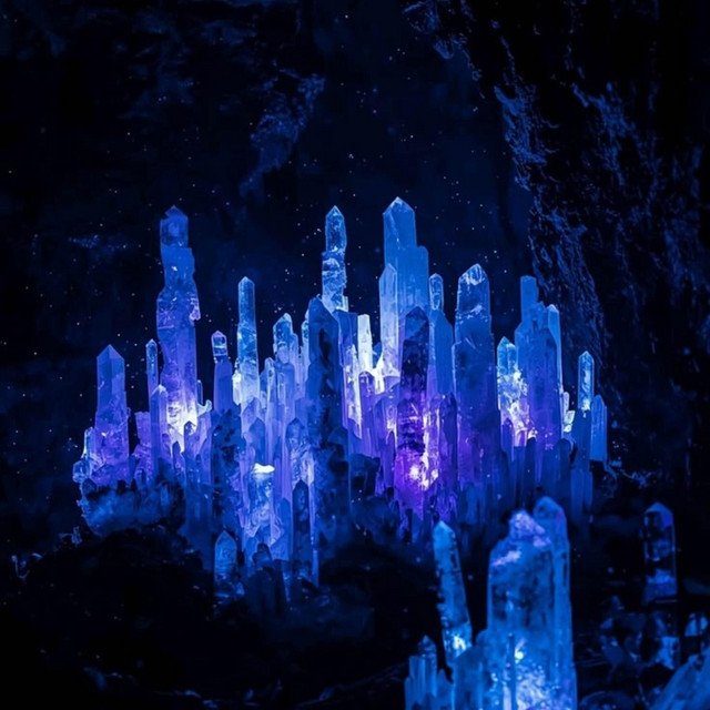 glowing crystals